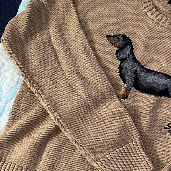 Ralph Lauren Tan Sweater with Dachshund Design. Size XL - Picture 3 of 7